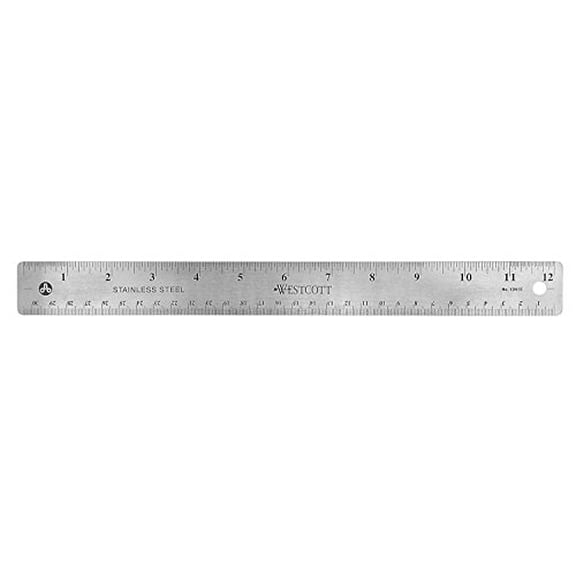 Westcott Stainless Steel Office Ruler with Non Slip Cork Base, 12 inch (10415)
