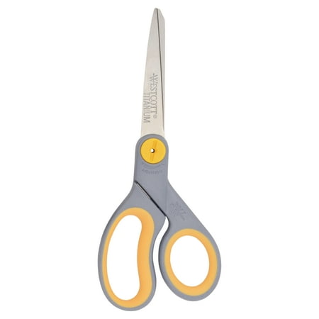 Westcott Titanium Bonded Adjustable Glide Scissors, 8", Grey & Yellow, for Office, 1-Count