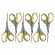 Westcott Straight Scissors, Titanium Bonded, 8", Grey/Yellow, for Office/School, 6-Pack