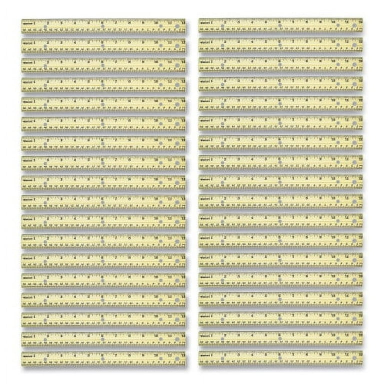 Three-Hole Punched Wood Ruler, Standard/Metric, 12 Three-Hole Punched Wood Ruler, Standard/Metric, 12