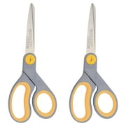 Westcott Titanium Bonded Adjustable Glide Scissors, 8", Grey & Yellow, for Office, 2-Pack