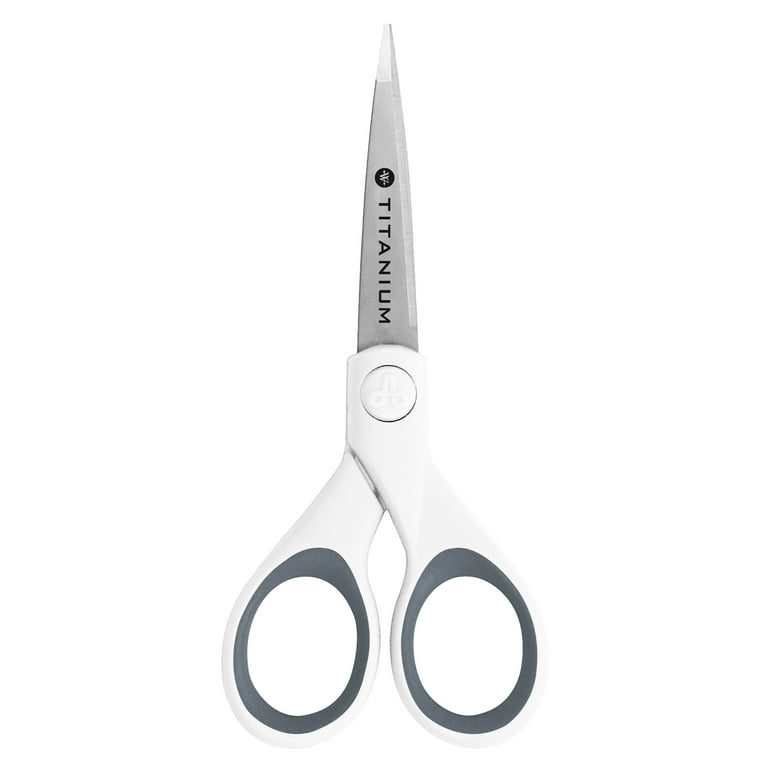 Soft Handle Stainless Steel Scissors, 8, Straight, Blue/Gray