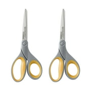 Westcott Titanium Bonded Scissors, 8", Straight, Grey, Yellow, for Office and School, 2-Pack (13901)