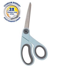 Westcott 8" Titanium Bonded Fabric Sewing Scissors, Adjustable Glide, Bent Handle, Blue, 1-Count