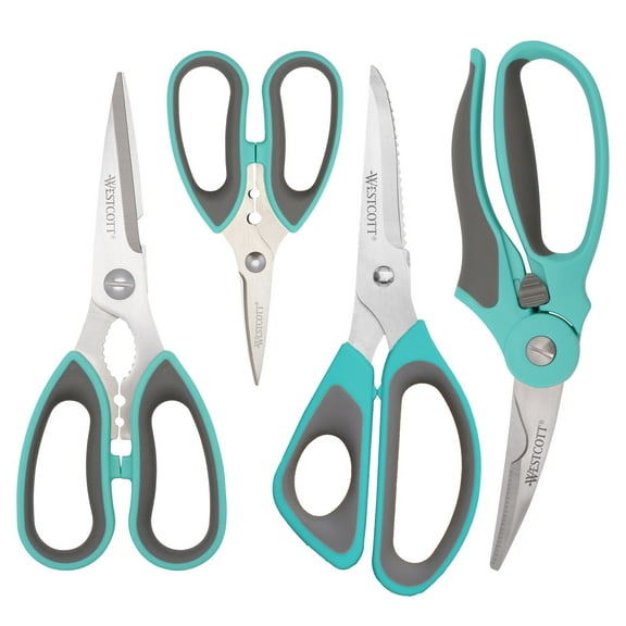 Westcott Titanium Bonded Soft Handle Kitchen Shears, 4-Pack