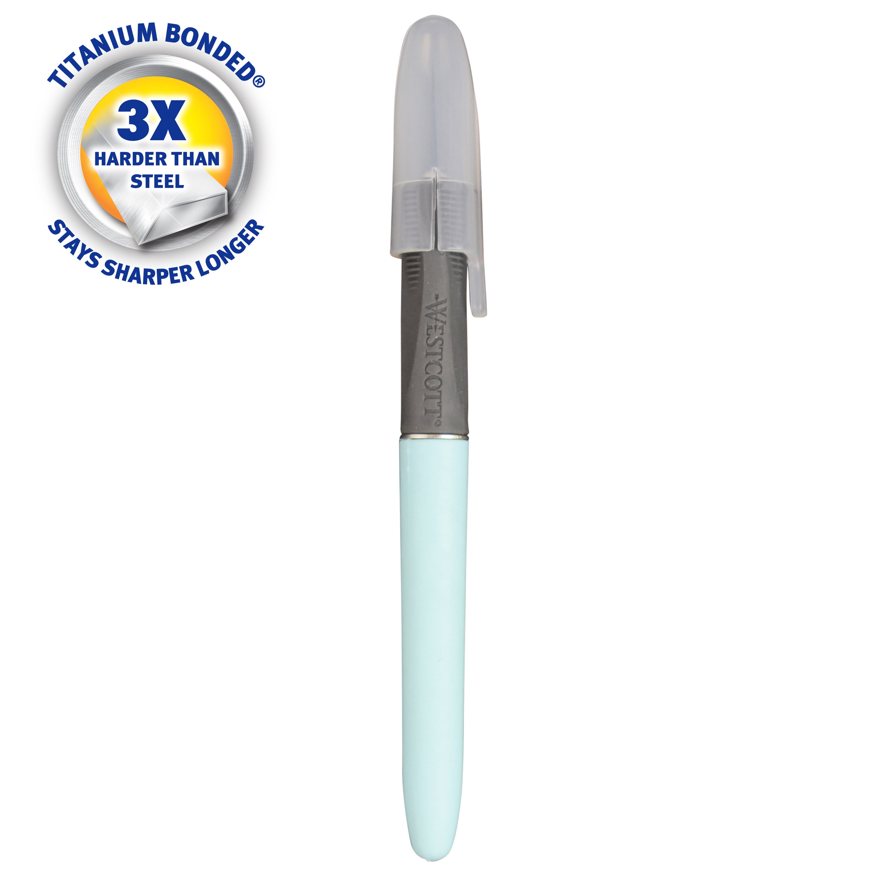 Westcott Craft Knife with 5 Titanium Bonded Replacement Blades, for Craft & Sewing, Blue, 1-Count