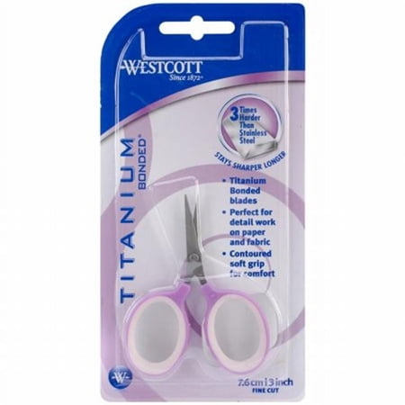Westcott Titanium Scissors, 3", Fine Cut, for Sewing, Violet, 1-Count