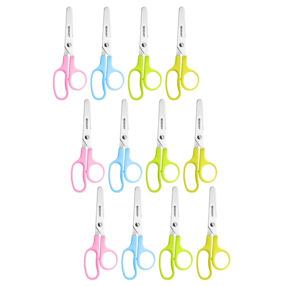 Westcott Value Kids Scissors, Blunt, 5", Assorted Colors, Pack of 12