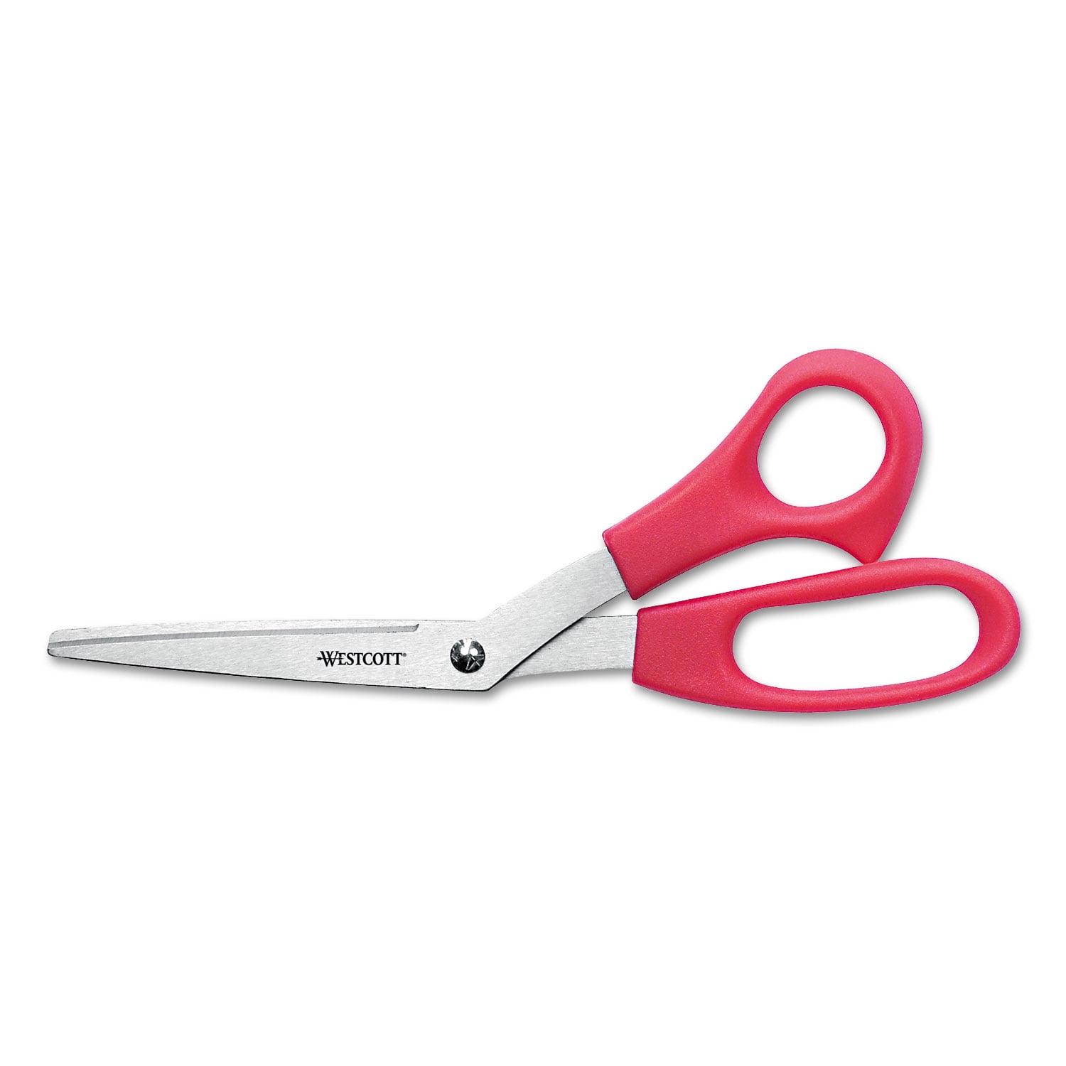 Westcott Value Line Stainless Steel Shears/Scissors, 8" Long, 3.5" Cut Length, Red Offset Handle