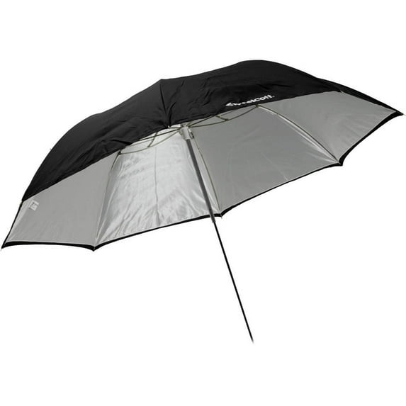 Westcott Compact 43" White Satin Umbrella with Removable Black Cover - Collapsible