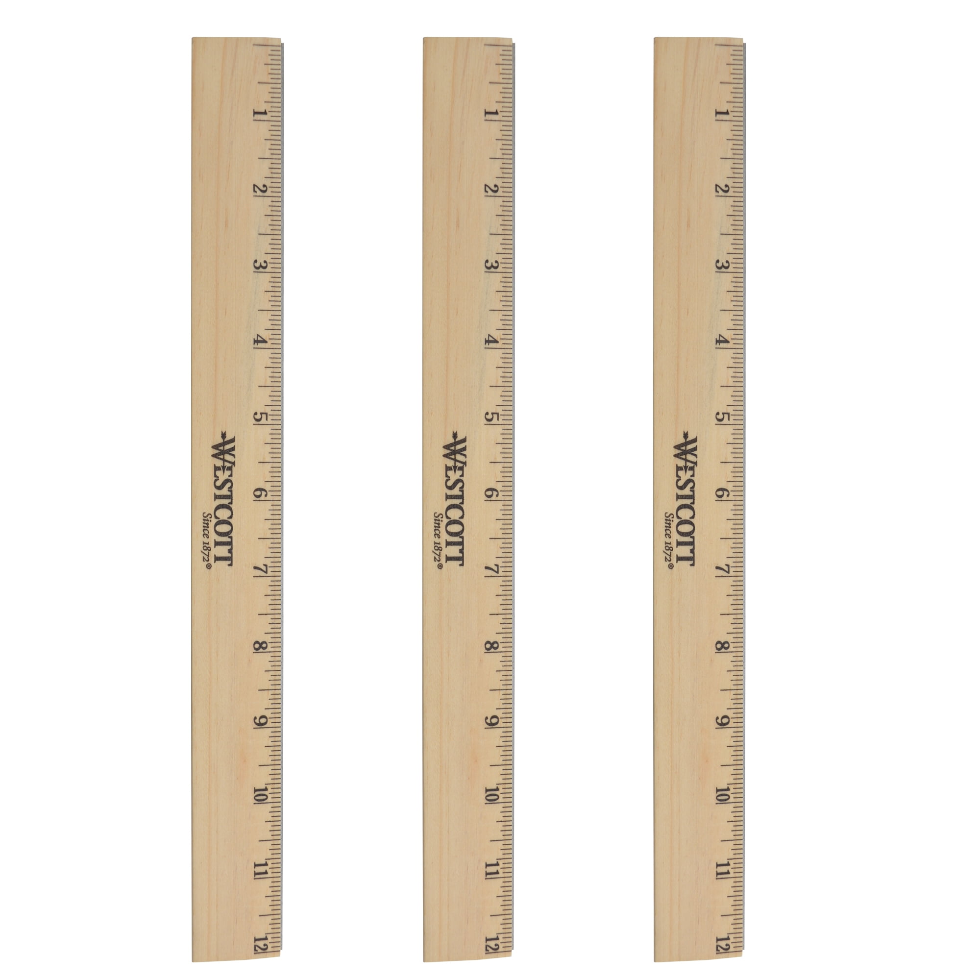 Westcott Hole Punched Wood Ruler English and Metric With Metal Edge, 12  Inches 