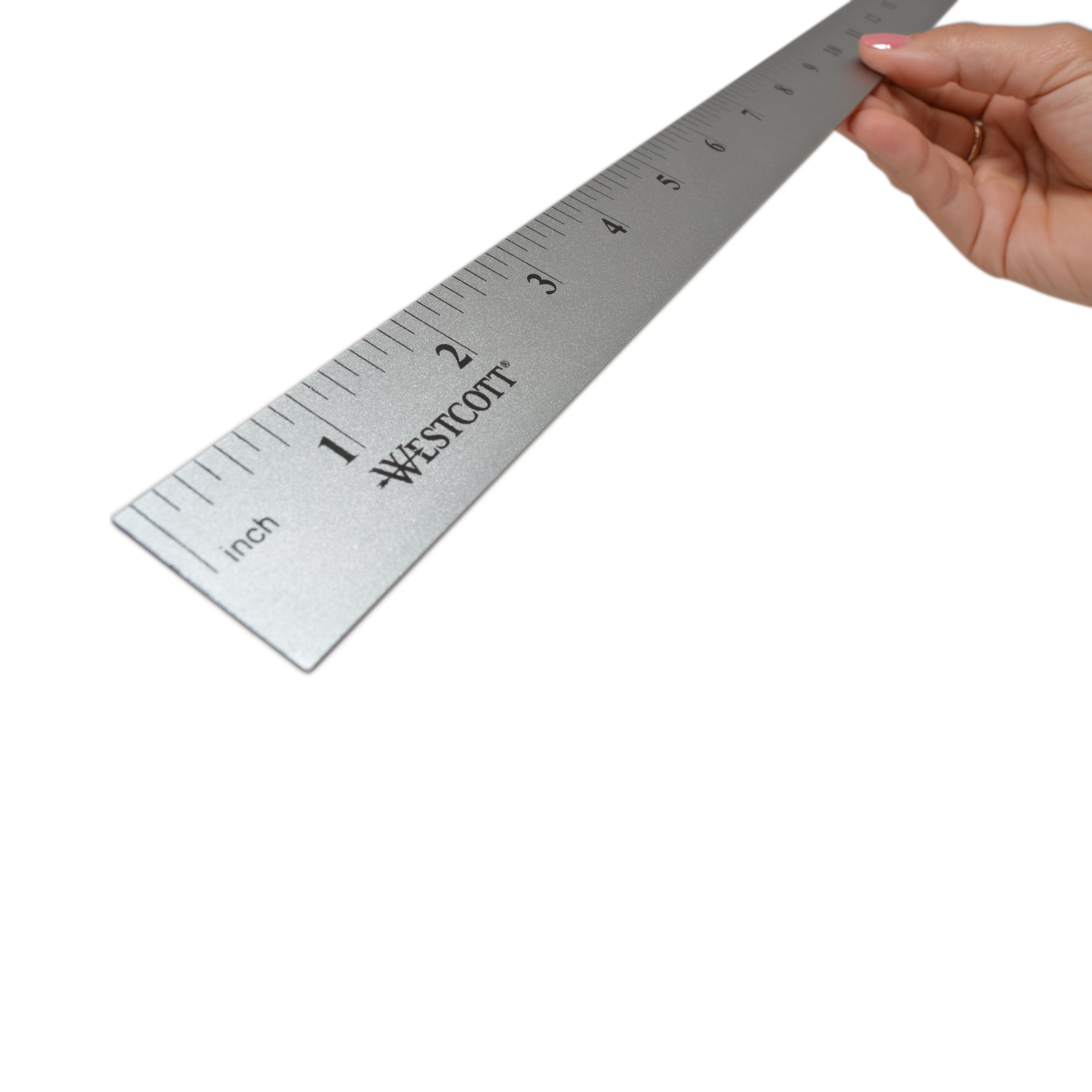 Flat Wood Ruler W/Double Metal Edge, Clear Lacquer Finish - 12
