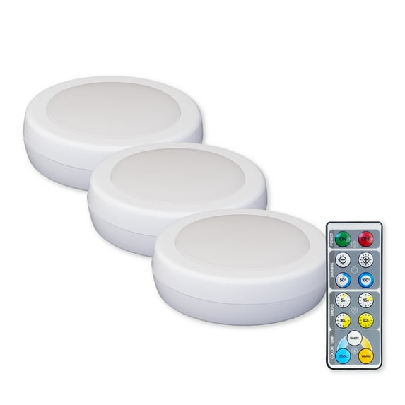 Westek BL-PCCT-W3 Adjustable White LED Puck Light with Remote - 3PK