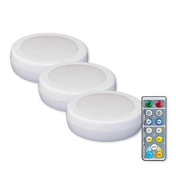 Westek BL-PCCT-W3 Adjustable White LED Puck Light with Remote - 3PK