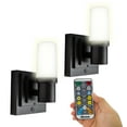 thumbnail image 1 of Westek Battery Operated Wall Sconce with Remote, 2 Pack - Plastic Wireless Battery Wall Light, Easy No Wire Install - 160 Lumens, 4 Hour Auto Shut-Off Battery Wall Sconce - Matte Black Finish, 1 of 9