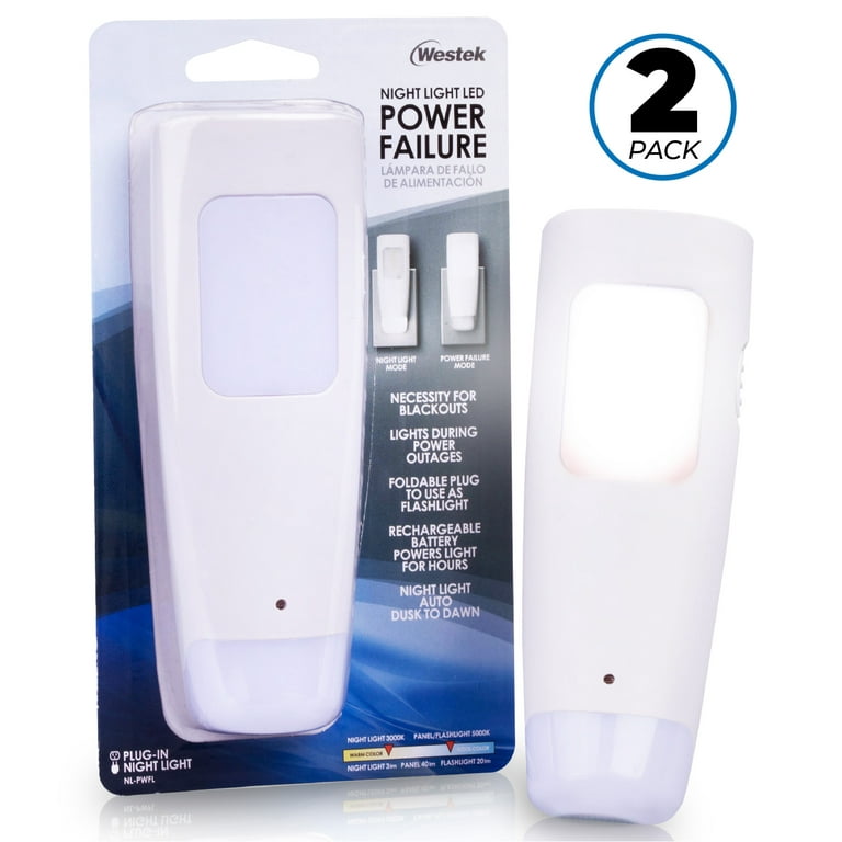 Westek Emergency Light 2 Pack Multi Function LED Rechargeable Flashlight Power Failure Light and Night Light Must Have Power Outage Lights