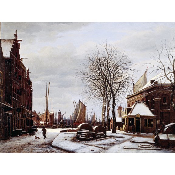 Westenberg Grindstone Market Amsterdam Winter Painting Extra Large XL Wall Art Poster Print