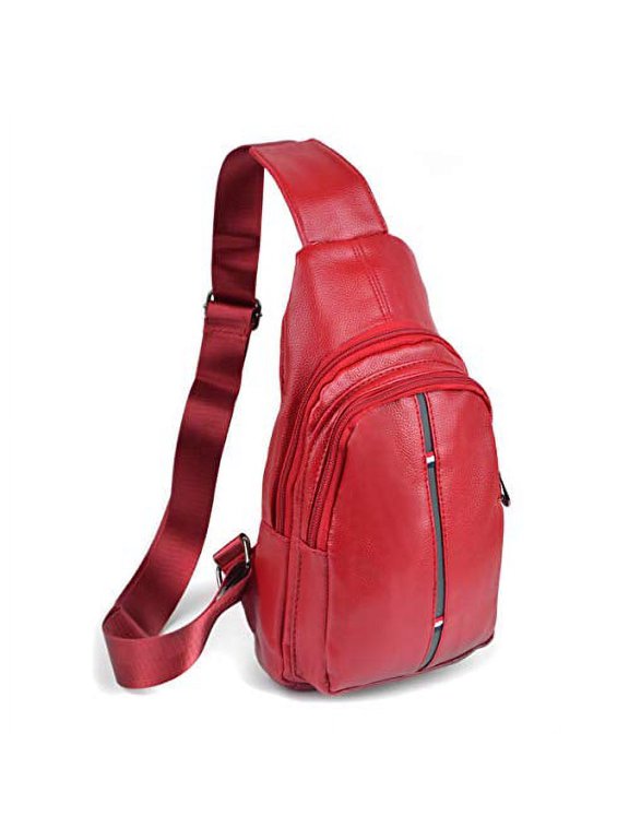 Crossbody Sling Bag Backpack with Adjustable Strap - Leather