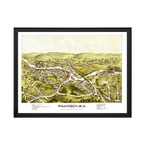 Westerly Art, 1877 Vintage Map of Westerly Rhode Island, RI History Wall Decor Gift, Old Westerly Map - 24" x 18" Black Framed Print