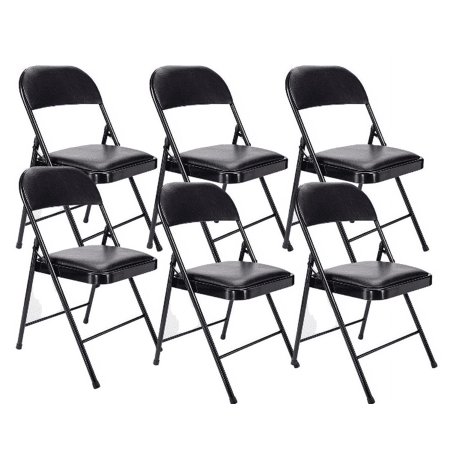 Westerly Folding Chair, Indoor Outdoor Portable Stackable Commercial Seat. Capacity for Events Office Wedding Party Picnic Kitchen Dining (6 Pack, Black)