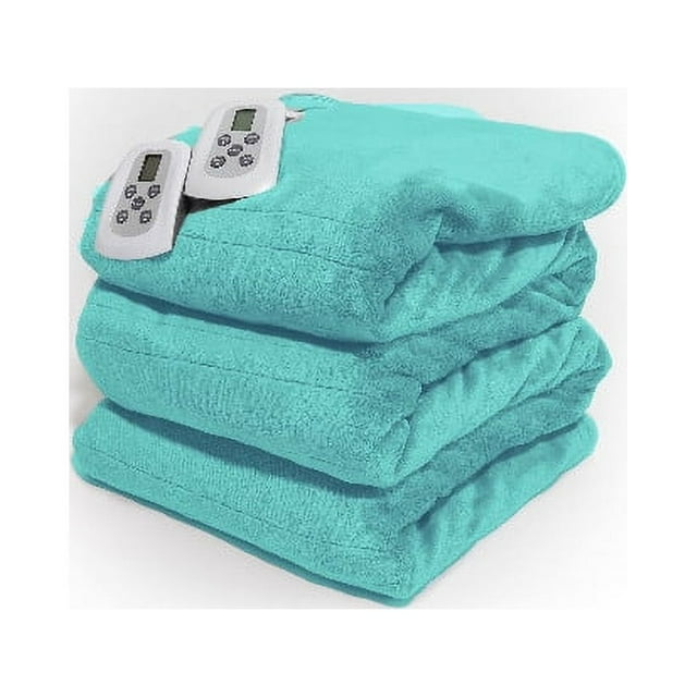 Westerly King Size Electric Heated Blanket with Dual Controllers, Aqua