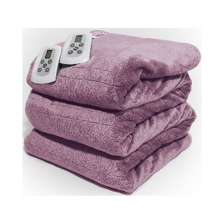 Westerly King Size Electric Heated Blanket with Dual Controllers Purple