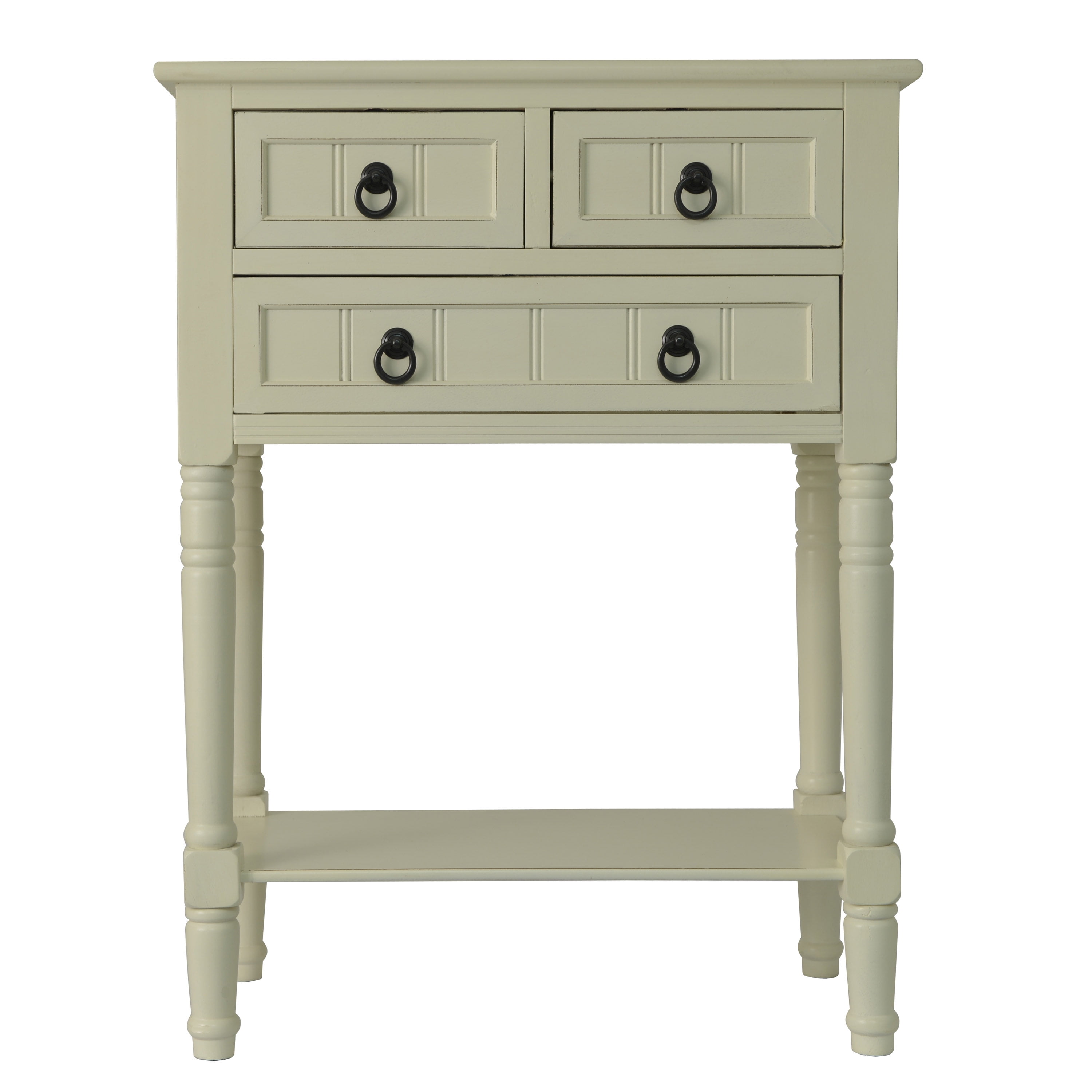 Westerman Three Drawer Wood Console with Shelf White Finish
