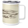 thumbnail image 1 of Western 10 Oz Steel Mug, Wild West Landscape Illustration Mountains Desert Plants Cowboys on Horses, Vacuum Insulated Leak-resistant Cup for Outdoor Hiking and Picnics, Beige Black, 1 of 6