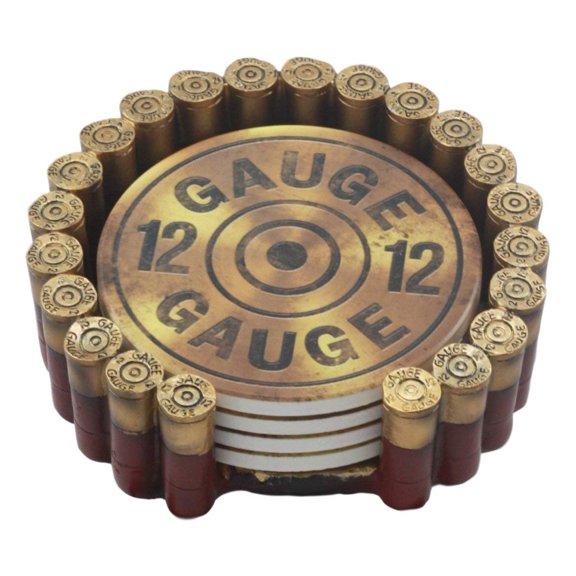 Western 12 Gauge Shotgun Shells Hunter's Ammo Round Coaster Set With 4 Coasters
