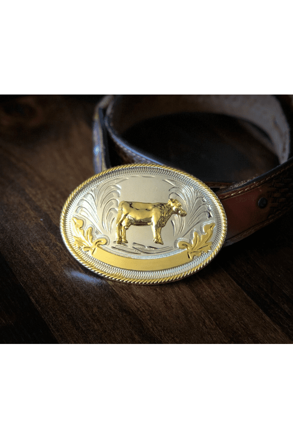 Western 3"x4" FFA or 4-H Cowboy Belt Buckle 3D Stock Show Dairy Cow Engravable