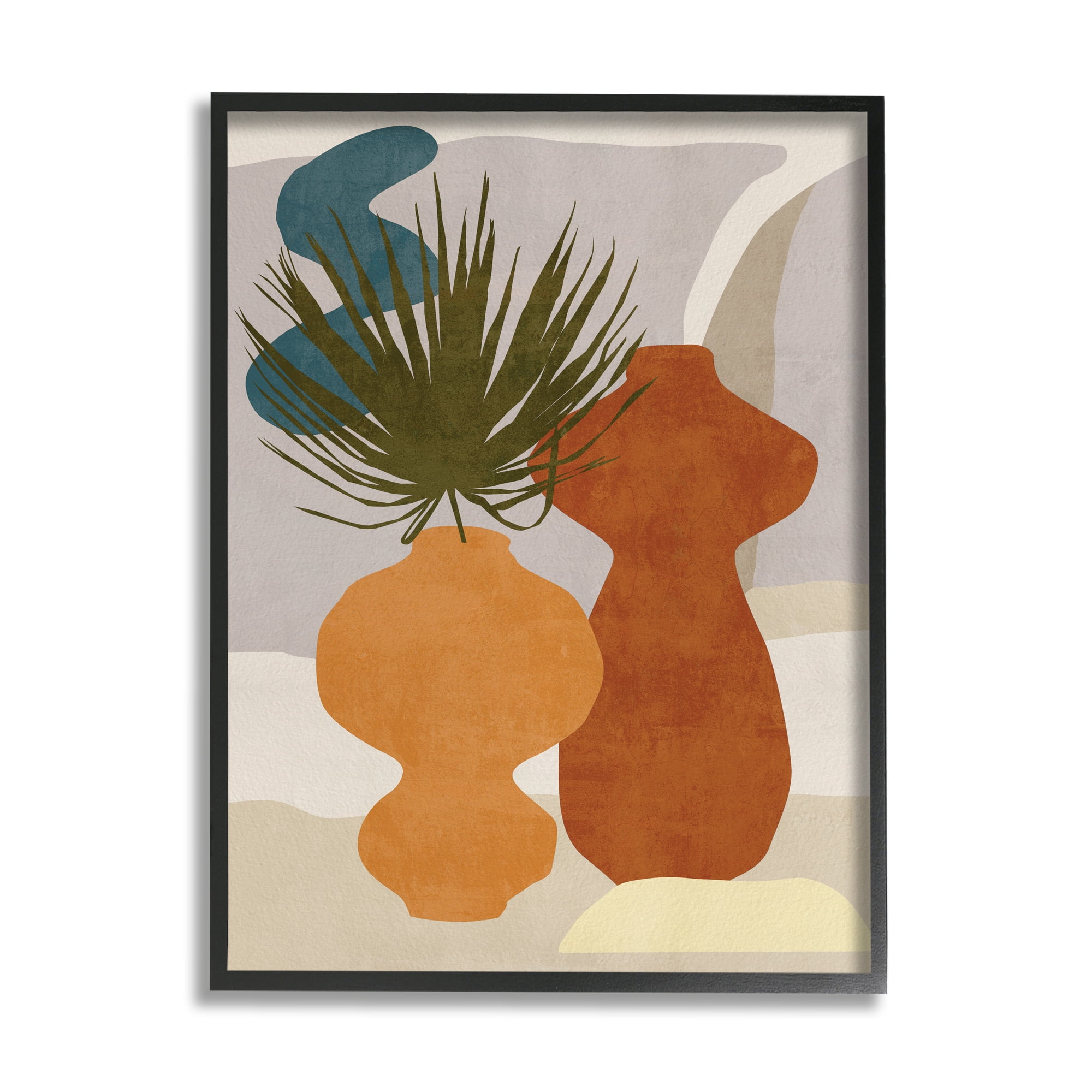 Western Abstract Vases Brown Orange Green 24 in x 30 in Framed Painting Art Print, by Stupell Home Décor