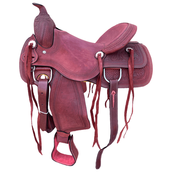 Western Adult Ranch Horse Saddle – Double Skirt Leather Saddle sizes (14.5"–17.5") – Full Q.H. Bars