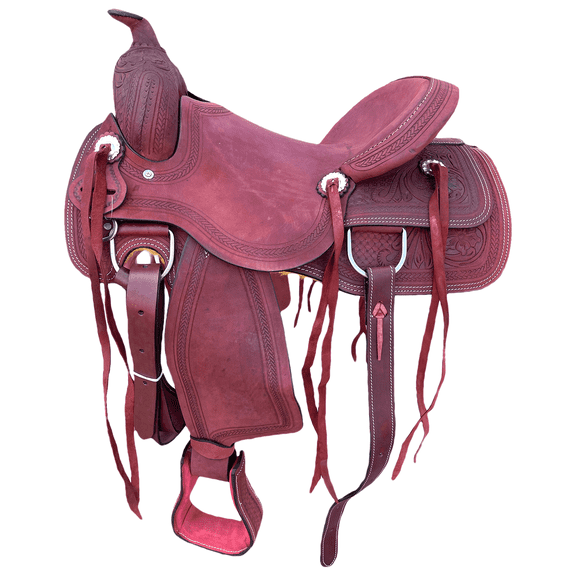 Resistance Western Adult Ranch Horse Saddle – Double Skirt Leather Saddle, Sizes 14.5"–17.5" – Full Q.H. Bars