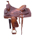 thumbnail image 1 of Resistance Western Adult Ranch Horse Saddle with Premium Oily Leather Double Skirt, 14 15 16 17 inch, 1 of 5