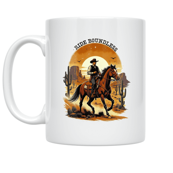Western Adventure Cowboy Design - Western Culture Lover - 11 oz Ceramic Coffee Mug