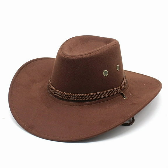 Western American cowboy hat, suede fabric, outdoor sunshade hat, men's horseback riding hat, wide-brimmed cowboy hat