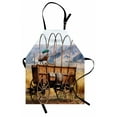 thumbnail image 1 of Western Apron Photo of Old Nostalgic Wild West American Cart Carriage in the Farm Texas Style, Unisex Kitchen Bib Apron with Adjustable Neck for Cooking Baking Gardening, Brown Yellow, by Ambesonne, 1 of 3