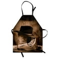 thumbnail image 1 of Western Apron, Wild West Themed Cowboy Hat and Old Ranching on Wooden Display Rodeo Cowboy Style, Unisex Kitchen Bib with Adjustable Neck for Cooking Gardening, Adult Size, Brown, by Ambesonne, 1 of 4