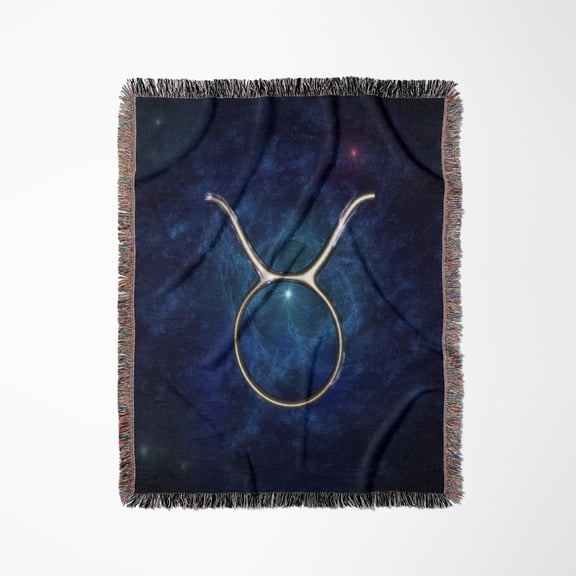 Western Astrology Taurus Symbol With Starry Space Background., Woven Blanket