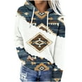 thumbnail image 1 of Western Aztec Casual Hoodies for Women Geometric Print Pullover Vintage Ethnic Long Sleeve Loose Hooded Sweatshirt Tops, 1 of 5