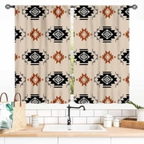 Western Aztec Curtains, Rustic Abstract Tribal Geometric Pattern Ethnic Southwestern Boho Window Drapery Treatments for Bedroom Living Room Kitchen Bathroom 2 Panels Set, 42"x63" Inch