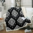 thumbnail image 1 of Western Aztec Throw Blanket for Bed Couch Exotic Tribal Mexican Bohemian Fleece Blanket Black White Boho Aztec Sherpa Blanket for Boys Men Geometric Ethnic Flannel Blanket 40"X50", 1 of 6