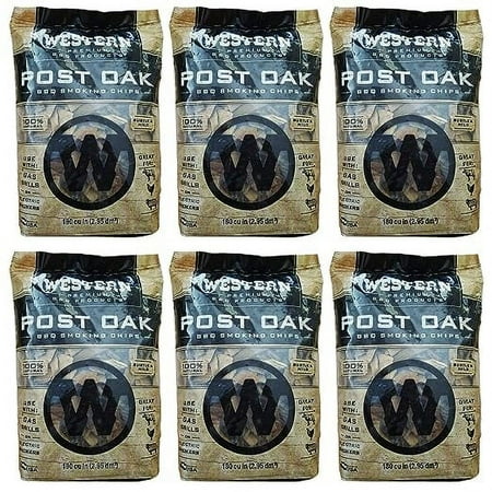 Western BBQ Products Post Oak Barbecue Cooking Chips, 180 Cubic Inches (6 Pack)