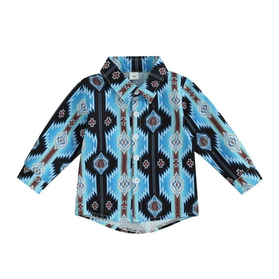 Western Baby Boy Clothes 6M 12M 18M 24M 2Y 3Y 4Y Long Sleeve Cow Print Shirts Button Down Lapel Tops Tees Fall Winter Clothes