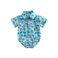 thumbnail image 1 of Western Baby Boy Clothes Graphic Print Onesie Dress Shirt Short Sleeve Button Down Romper Bodysuit Top Boho Cowboy Outfit, 1 of 6