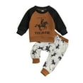 thumbnail image 1 of Western Baby Boy Clothes Yee Haw Long Sleeve Sweatshirt 6M 12M 18M 24M 3Y Tops Ride Horse Pants Set Cowboy Fall Winter Outfit, 1 of 9