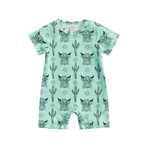 Western Baby Boy Girl Clothes Cow Print Long Sleeve Romper Jumpsuit Onesie Bodysuit Headband Cute Cow Outfit