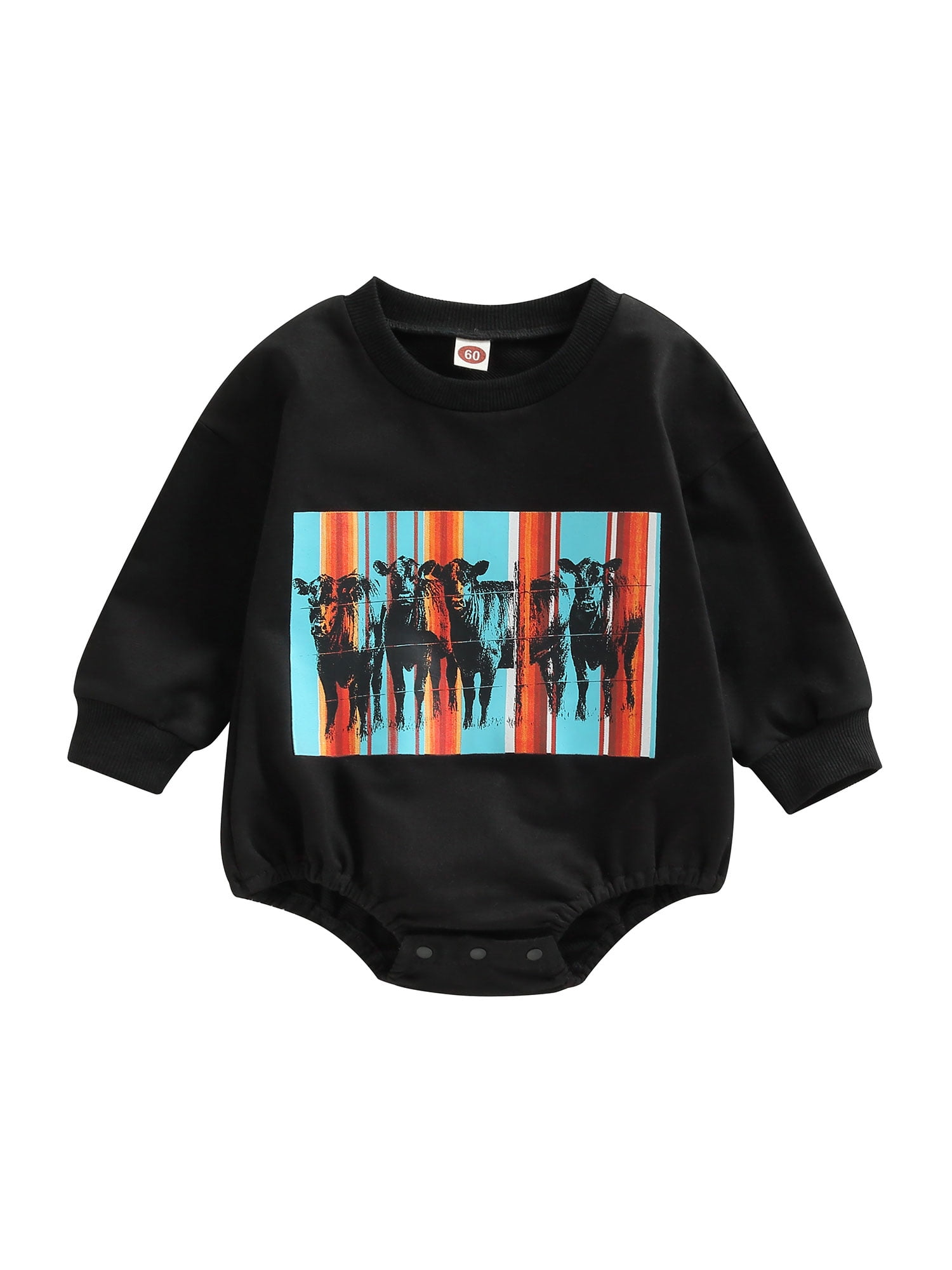 Western Baby Boy Girls Clothes Newborn Infant Cow Print Sweatshirt