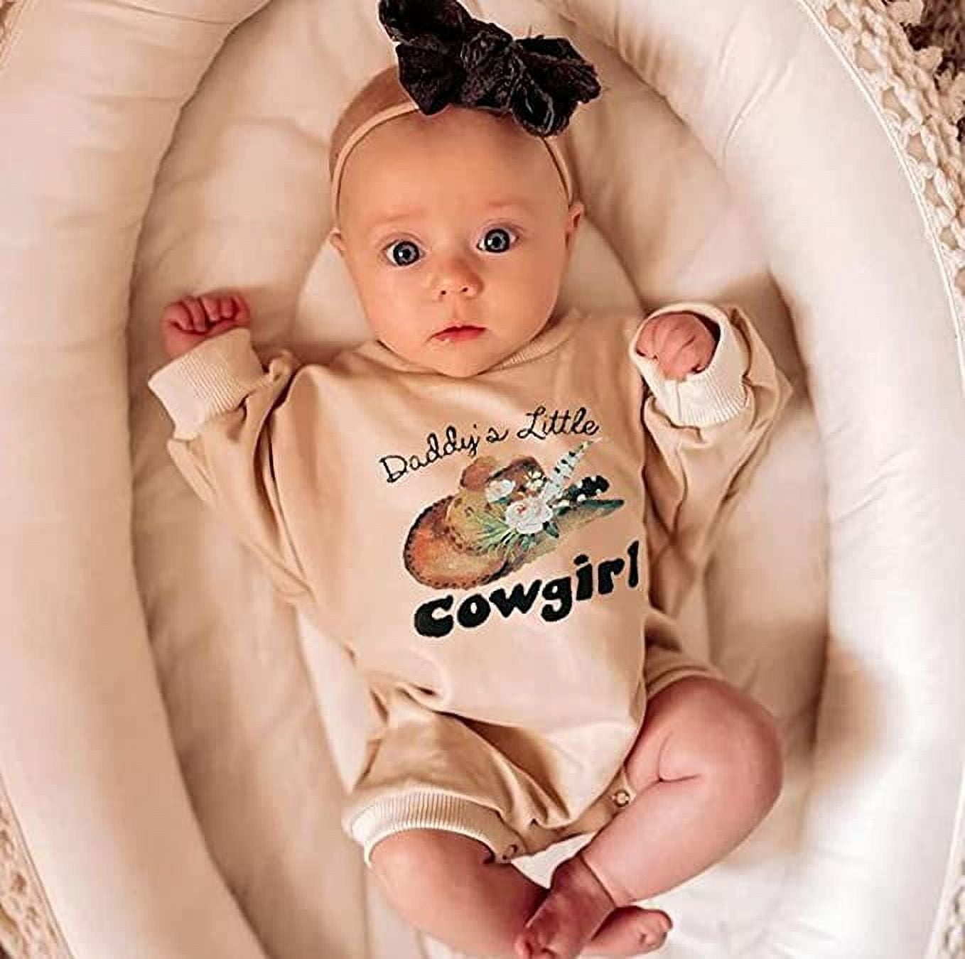 Western Baby Girl Boy Clothes Sweatshirt Romper Cow Printed Bodysuit Long  Sleeve Onesie Newborn Fall Winter Outfits (Country Baby Cowgirl, 0-3 Months)