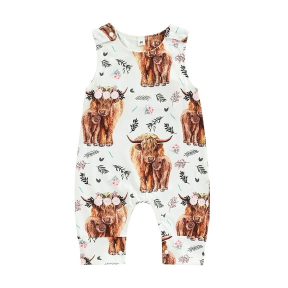 Western Baby Girl Clothes Cow Print Long Sleeve Romper Jumpsuit Zip Up Onesie Bodysuit Headband Cute Cow Outfit